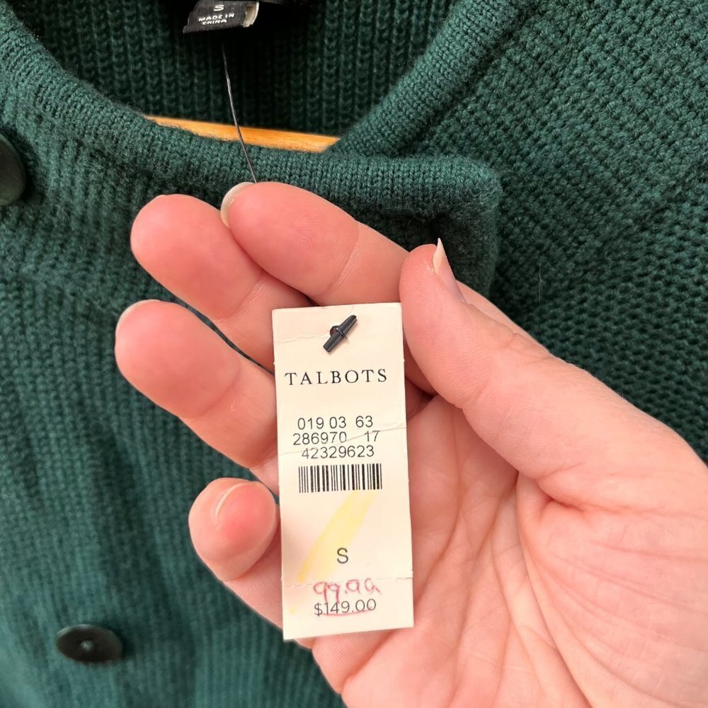NEW Talbots Double Button Cardigan Lambswool Blend Sweater- Size S - Picture 2 of 5